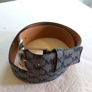 Michael Kors Womens MK Monogram Black/Gray Luxury Belt Sz.Medium